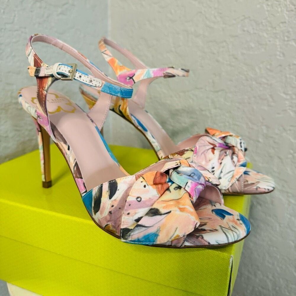 Ted Baker London Nestar Ankle Strap Heeled Sandal, Floral‎ Multi, Size 9.5 NWT - Picture 9 of 16